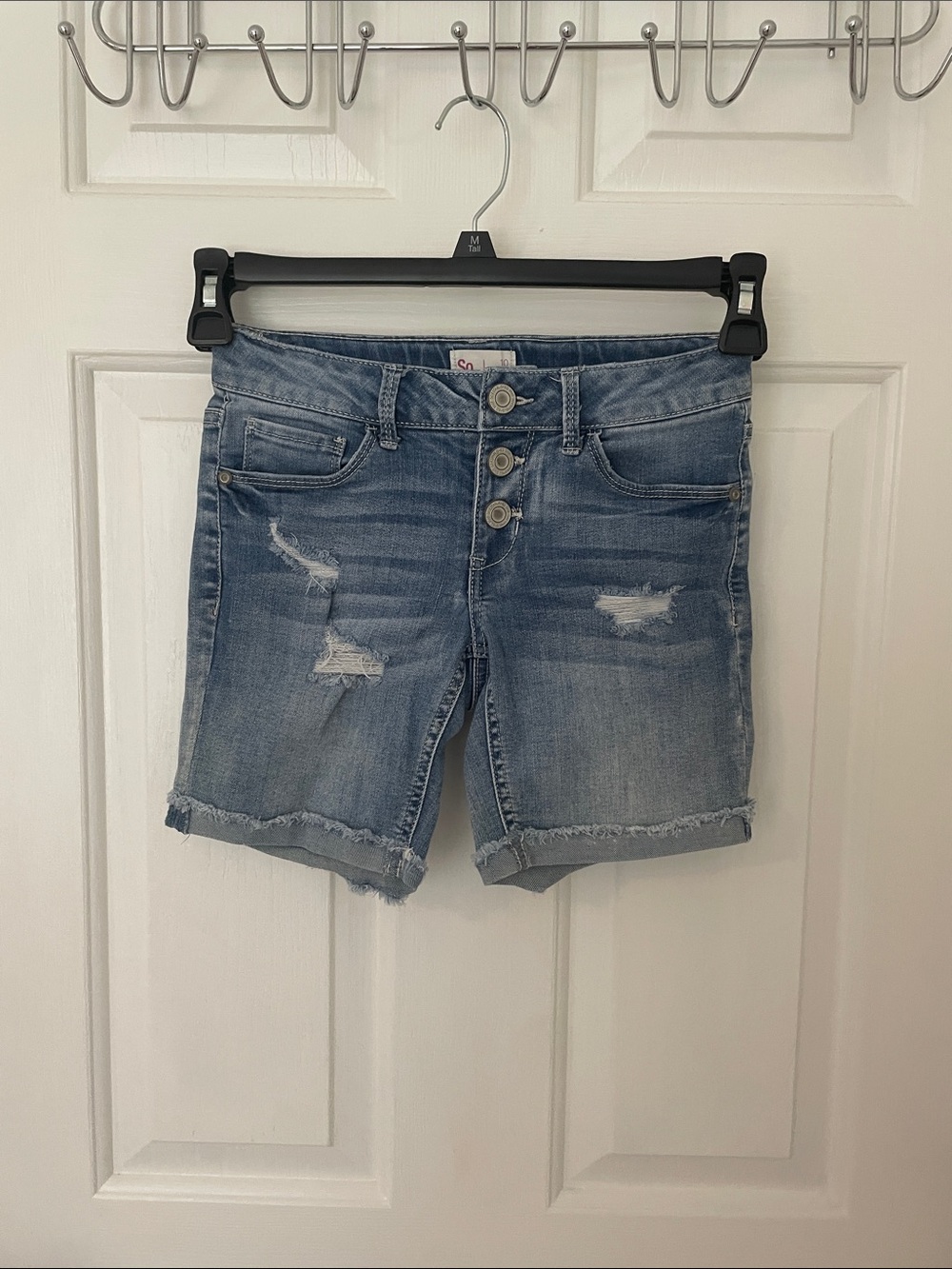 SO Light Blue Distressed Denim Shorts
